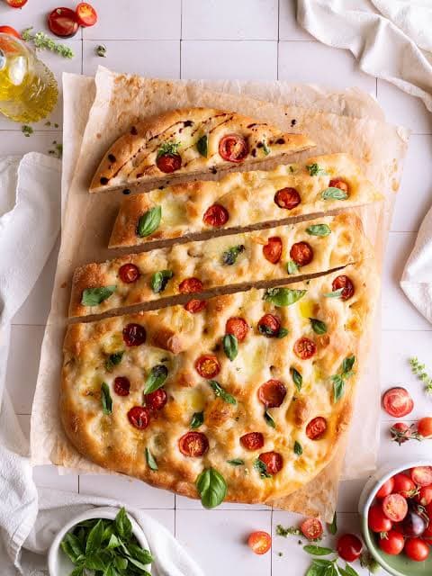 Heirloom Cherry Tomato & Garlic Basil Focaccia