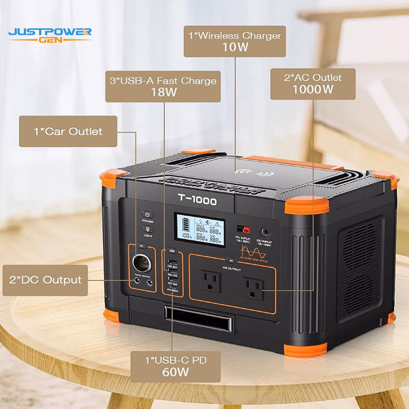 1000W Portable Power Station with 999Wh Solar Generator Backup